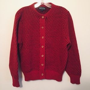 3/$15 Lands End button up wool polka dot sweater